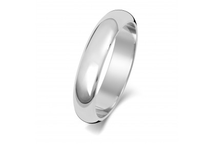 9ct White Gold D Shape 4mm Heavyweight Band